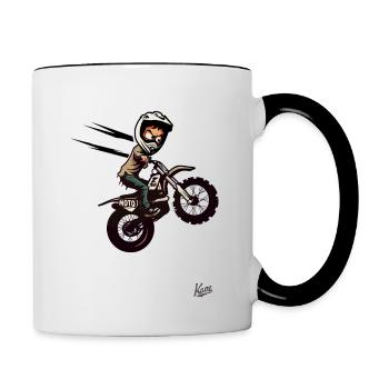Super pilote de motocross fou de saut - Mug contrasté - blanc/noir - Droite