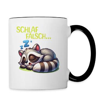 Bin Müde Faul Lustige Schlafanzug Morgenmuffel - Tasse zweifarbig - Weiß/Schwarz - Rechts