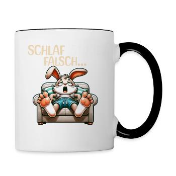 Bin Müde Faul Lustige Schlafanzug Morgenmuffel - Tasse zweifarbig - Weiß/Schwarz - Rechts