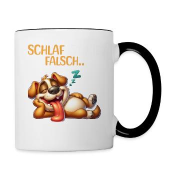 Bin Müde Faul Lustige Schlafanzug Morgenmuffel - Tasse zweifarbig - Weiß/Schwarz - Rechts