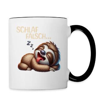 Bin Müde Faul Lustige Schlafanzug Morgenmuffel - Tasse zweifarbig - Weiß/Schwarz - Rechts