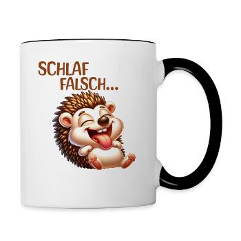 Bin Müde Faul Lustige Schlafanzug Morgenmuffel - Tasse zweifarbig - Weiß/Schwarz - Rechts