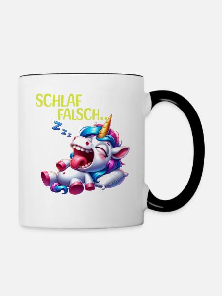 Bin Müde Faul Lustige Schlafanzug Morgenmuffel - Tasse zweifarbig - Weiß/Schwarz