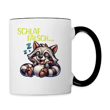 Bin Müde Faul Lustige Schlafanzug Morgenmuffel - Tasse zweifarbig - Weiß/Schwarz - Rechts