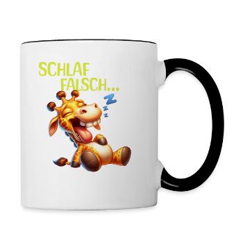 Bin Müde Faul Lustige Schlafanzug Morgenmuffel - Tasse zweifarbig - Weiß/Schwarz - Rechts
