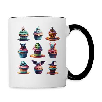 Cupcakes d’Halloween. - Mug contrasté - blanc/noir - Droite