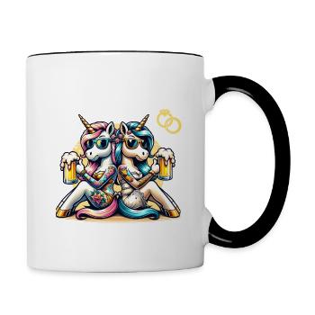 Enterrement de vie de garçon Mariée Enterrement de vie de jeune fille Grondement de femmes - Mug contrasté - blanc/noir - Droite