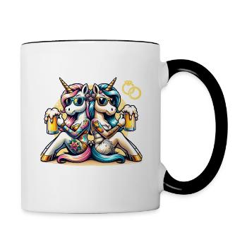 Enterrement de vie de garçon Mariée Enterrement de vie de jeune fille Grondement de femmes - Mug contrasté - blanc/noir - Droite