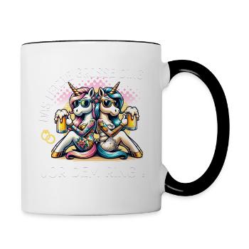 Enterrement de vie de garçon Mariée Enterrement de vie de jeune fille Grondement de femmes - Mug contrasté - blanc/noir - Droite