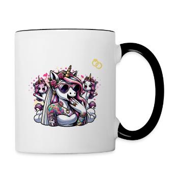 JGA Braut Junggesellinnenabschied Poltern Frauen - Tasse zweifarbig - Weiß/Schwarz - Rechts