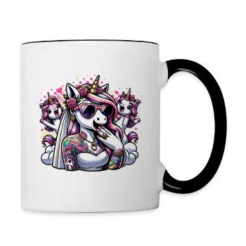 JGA Braut Junggesellinnenabschied Poltern Frauen - Tasse zweifarbig - Weiß/Schwarz - Rechts