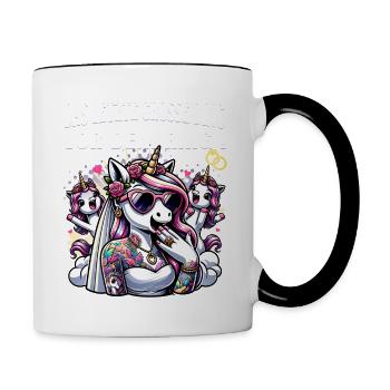 JGA Braut Junggesellinnenabschied Poltern Frauen - Tasse zweifarbig - Weiß/Schwarz - Rechts