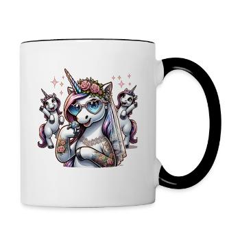 Enterrement de vie de garçon Mariée Enterrement de vie de jeune fille Grondement de femmes - Mug contrasté - blanc/noir - Droite