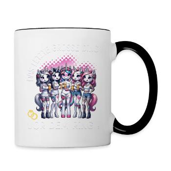 JGA Braut Junggesellinnenabschied Poltern Frauen - Tasse zweifarbig - Weiß/Schwarz - Rechts