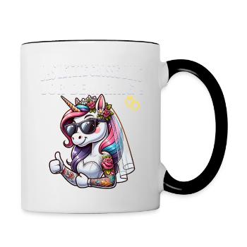 JGA Braut Junggesellinnenabschied Poltern Frauen - Tasse zweifarbig - Weiß/Schwarz - Rechts
