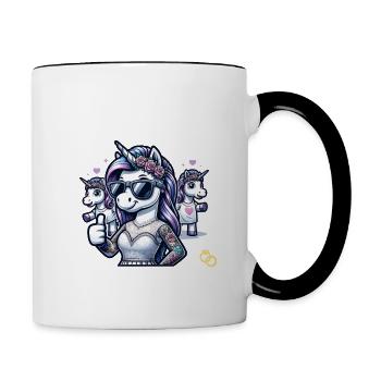 JGA Braut Junggesellinnenabschied Poltern Frauen - Tasse zweifarbig - Weiß/Schwarz - Rechts