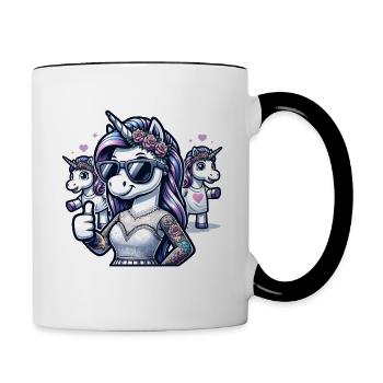 Enterrement de vie de garçon Mariée Enterrement de vie de jeune fille Grondement de femmes - Mug contrasté - blanc/noir - Droite