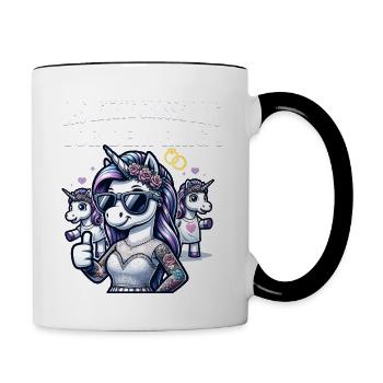JGA Braut Junggesellinnenabschied Poltern Frauen - Tasse zweifarbig - Weiß/Schwarz - Rechts
