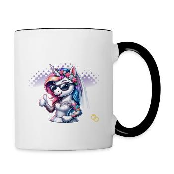 JGA Braut Junggesellinnenabschied Poltern Frauen - Tasse zweifarbig - Weiß/Schwarz - Rechts