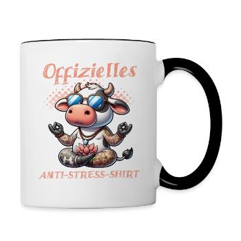 Méditation & Yoga Officiel Anti Stress - Mug contrasté - blanc/noir - Droite