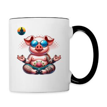 Méditation & Yoga Officiel Anti Stress - Mug contrasté - blanc/noir - Droite