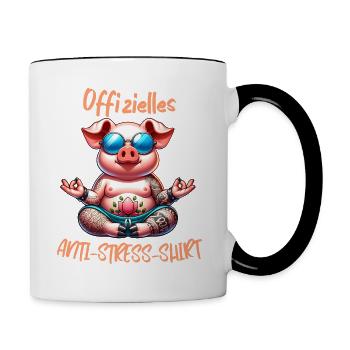 Méditation & Yoga Officiel Anti Stress - Mug contrasté - blanc/noir - Droite