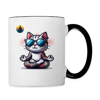 Méditation & Yoga Officiel Anti Stress - Mug contrasté - blanc/noir - Droite