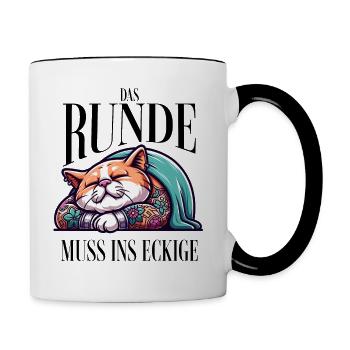I'm tired so the round has to sleep in the square - Contrasting Mug - white/black - Right