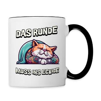 I'm tired so the round has to sleep in the square - Contrasting Mug - white/black - Right