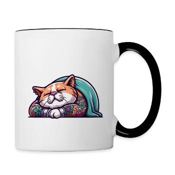 I'm tired so the round has to sleep in the square - Contrasting Mug - white/black - Right