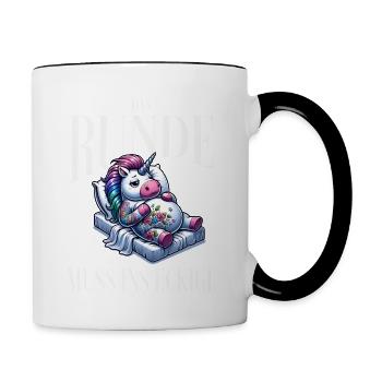 I'm tired so the round has to sleep in the square - Contrasting Mug - white/black - Right