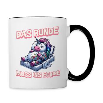 I'm tired so the round has to sleep in the square - Contrasting Mug - white/black - Right