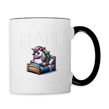 I'm tired so the round has to sleep in the square - Contrasting Mug - white/black - Right