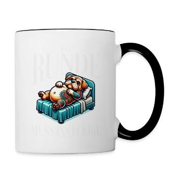 I'm tired so the round has to sleep in the square - Contrasting Mug - white/black - Right