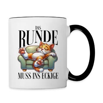 I'm tired so the round has to sleep in the square - Contrasting Mug - white/black - Right