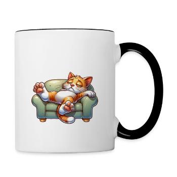 I'm tired so the round has to sleep in the square - Contrasting Mug - white/black - Right
