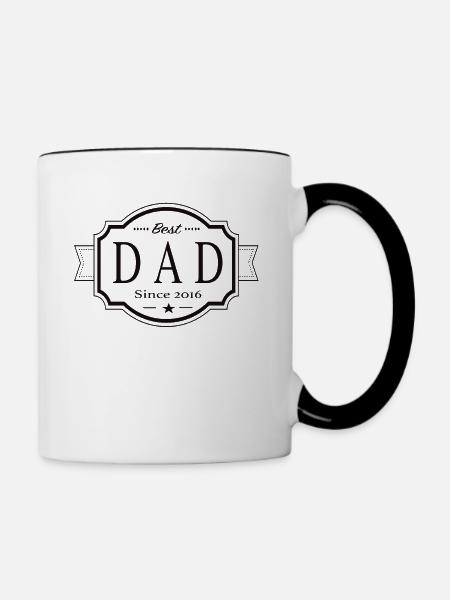 Bester Papa seit 2016 - Tasse zweifarbig - Weiß/Schwarz