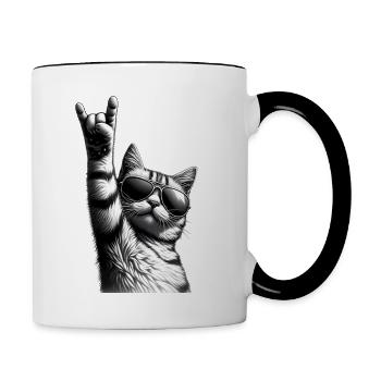 Music Festival Rock Cat Rock n Roll - Contrasting Mug - white/black - Right