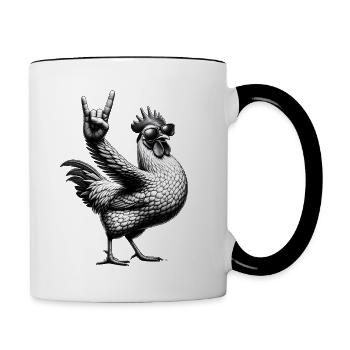 Festival de musique Rock Chicken Rock n Roll - Mug contrasté - blanc/noir - Droite