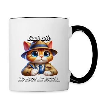 Je vous surveille tous et je prends des notes - Mug contrasté - blanc/noir - Droite
