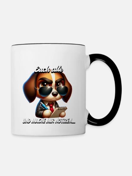 Ich Beobachte Euch Alle Und Mache Mir Notizen - Tasse zweifarbig - Weiß/Schwarz