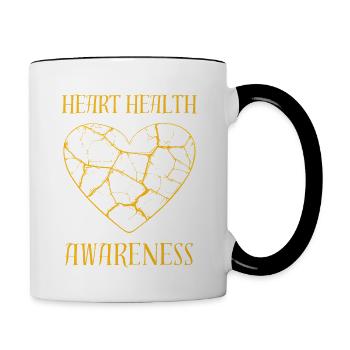 Bewusstsein für Herzgesundheit Goldenes Herz zerbrochen - Tasse zweifarbig - Weiß/Schwarz - Rechts