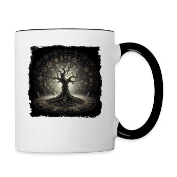 Slawischer Weltenbaum | Baum des Lebens | Yggdrasil - Tasse zweifarbig - Weiß/Schwarz - Rechts