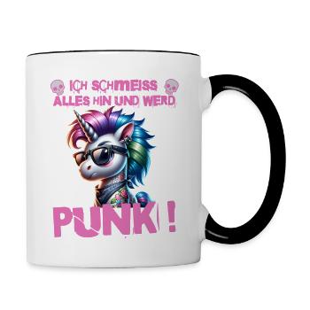I don't care - Schmeiss alles hin werd Punk Punkrock - Contrasting Mug - white/black - Right