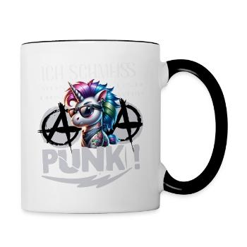 Mir Egal - Schmeiss alles hin werd Punk Punkrock - Tasse zweifarbig - Weiß/Schwarz - Rechts
