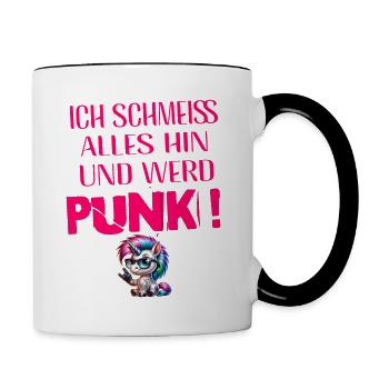 I don't care - Schmeiss alles hin werd Punk Punkrock - Contrasting Mug - white/black - Right