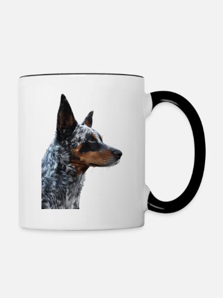 Australischer Treibhund - Tasse zweifarbig - Weiß/Schwarz