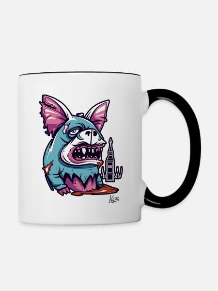 Monster-Kreatur - Tasse zweifarbig - Weiß/Schwarz