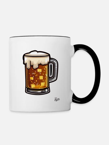 Pixel Bierkrug mit Schaum - Tasse zweifarbig - Weiß/Schwarz
