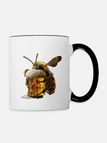 Biene - Tasse zweifarbig - Weiß/Schwarz
